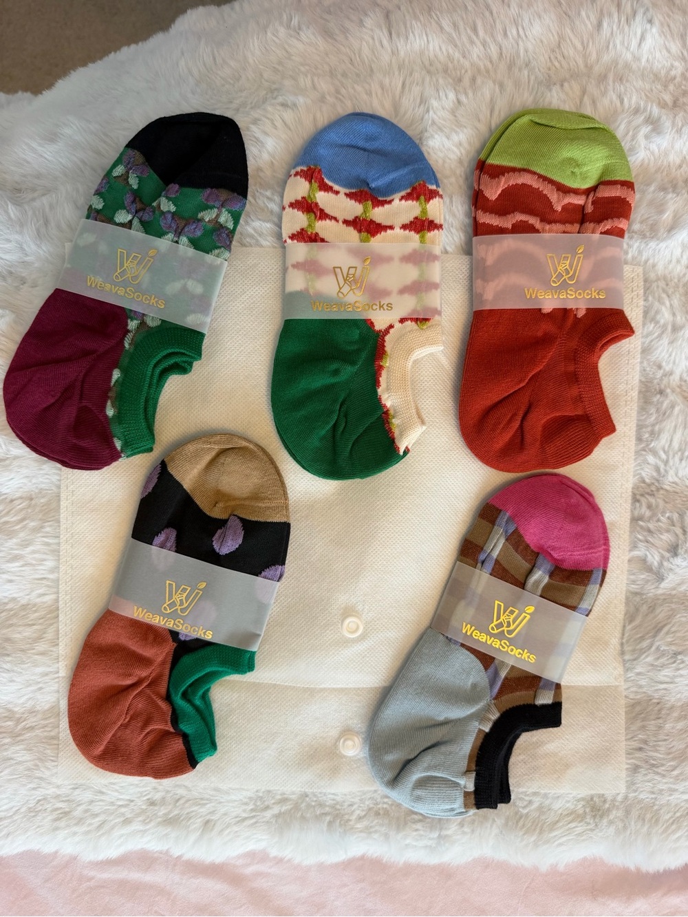 NWT Women’s No-Show Sock Set of 5 Multicolor Patterned Pack by Weava Socks